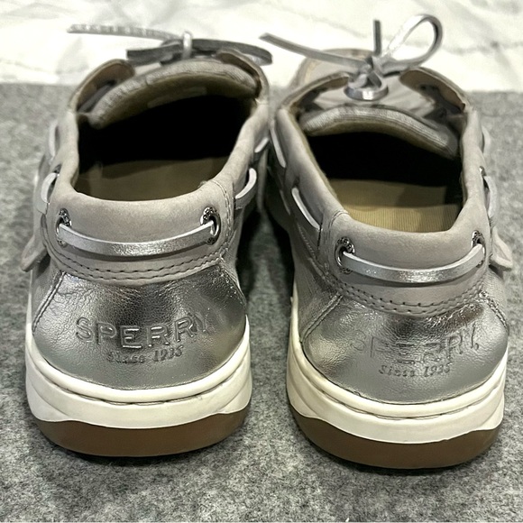 Sperry Angelfish Boat Shoes Preppy Casual Cute Everyday Gray & Silver Womens 9 - Picture 4 of 10